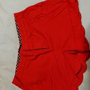 Cynthia Rowley scalloped hem red shorts